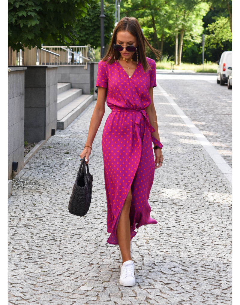 Aurene – Floral Wrap Midi Dress - Veryra