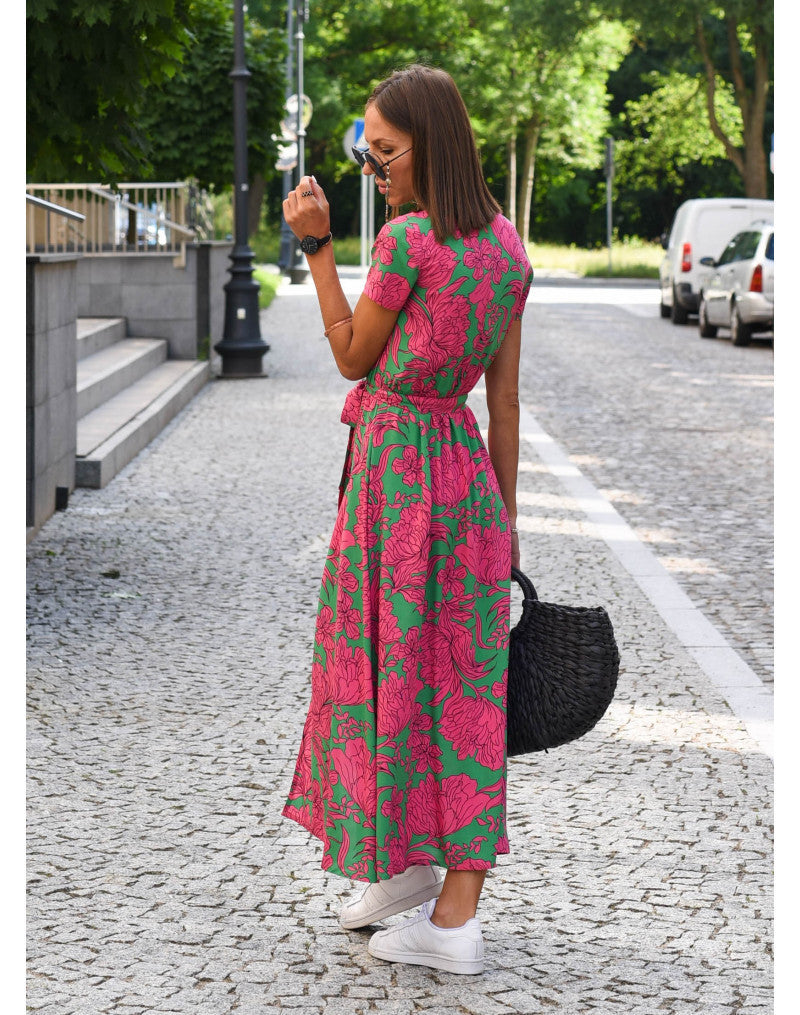 Aurene – Floral Wrap Midi Dress - Veryra