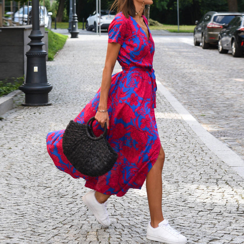 Aurene – Floral Wrap Midi Dress - Veryra