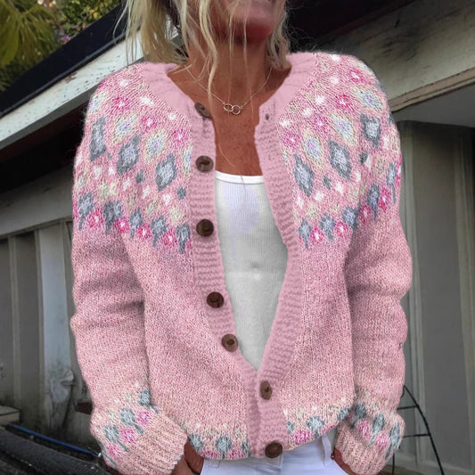 Sophie Loose Fitting Cardigan With Print - Veryra