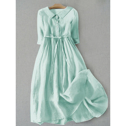ZULAH | Elegant short-sleeve dress with waist tie null