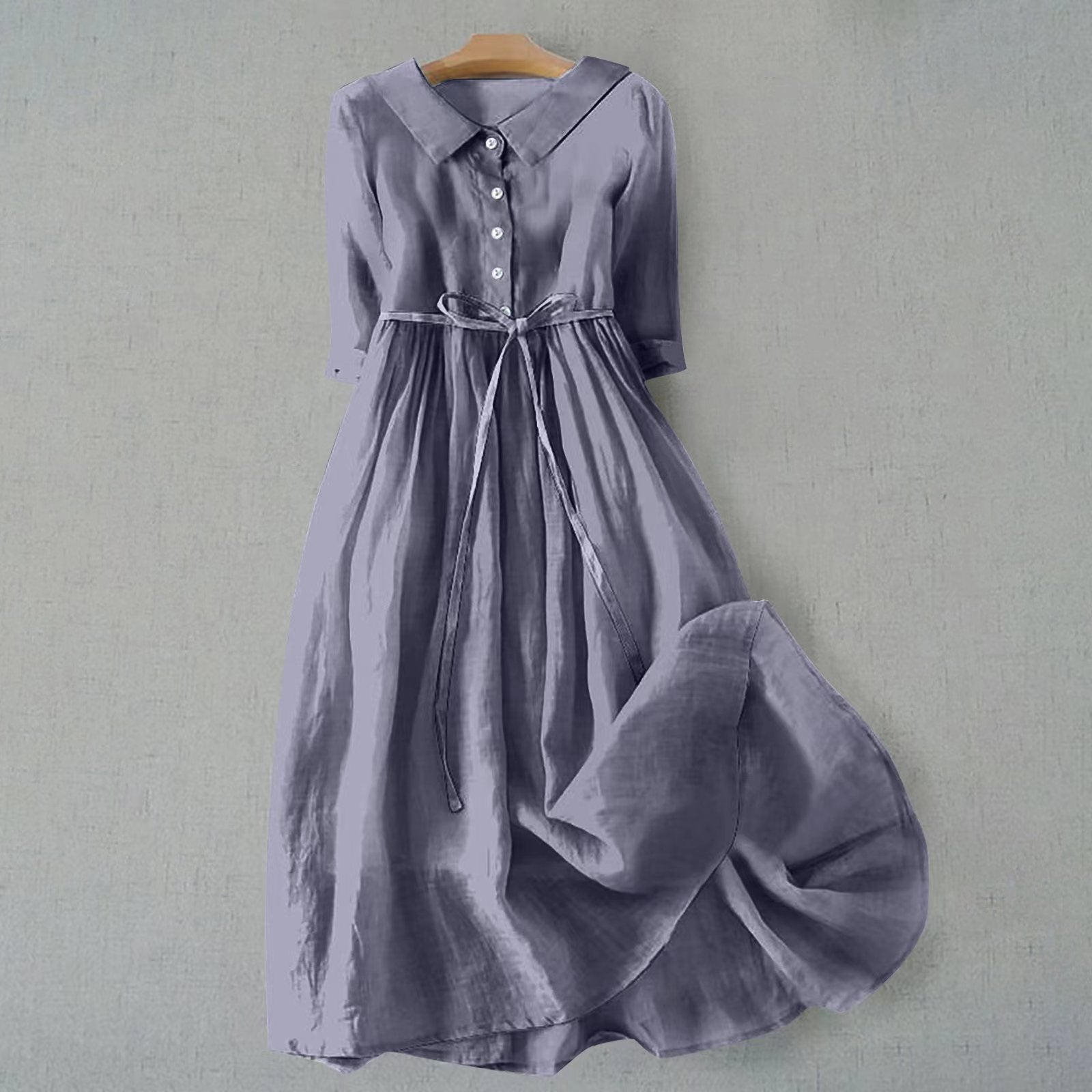 ZULAH | Elegant short-sleeve dress with waist tie null