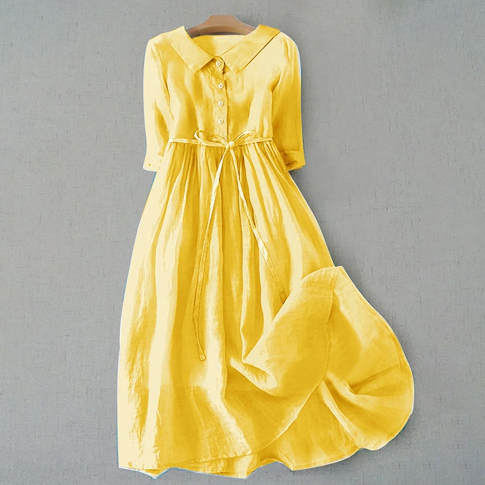 ZULAH | Elegant short-sleeve dress with waist tie null