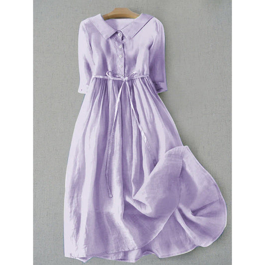 ZULAH | Elegant short-sleeve dress with waist tie null