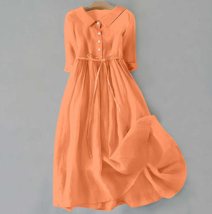 ZULAH | Elegant short-sleeve dress with waist tie null