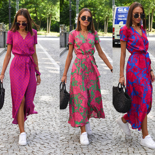 Aurene – Floral Wrap Midi Dress - Veryra